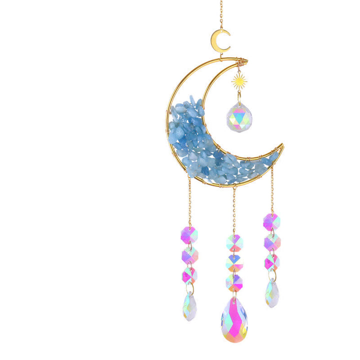 Atrapasol con forma de carillón de viento y reloj de arena de cristal lunar de Olivenorma