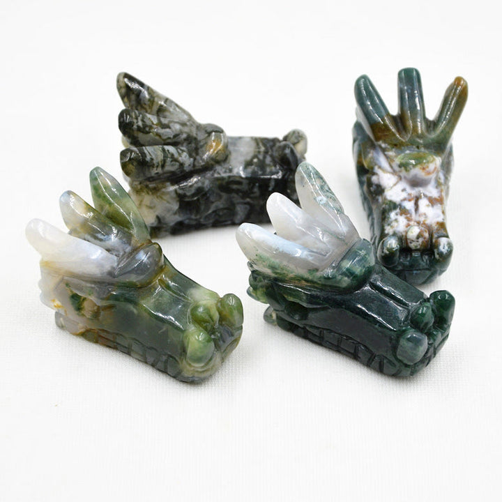 Cabeza de dragón de cristal de Olivenorma, artesanía con gemas, decoración con piedras preciosas