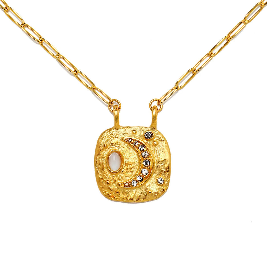 Collar con colgante de amuleto de mal de ojo de cristal natural de Olivenorma
