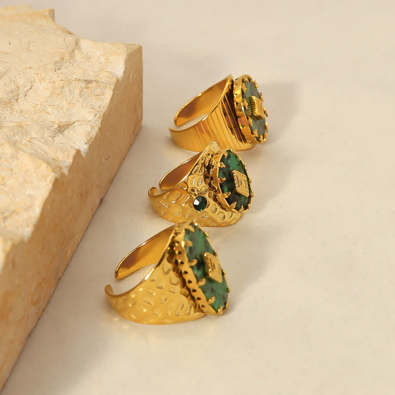 Anillo ajustable con turquesa africana de Olivenorma
