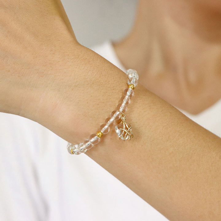 Pulsera con dije de corazón de piedra natural de Olivenorma