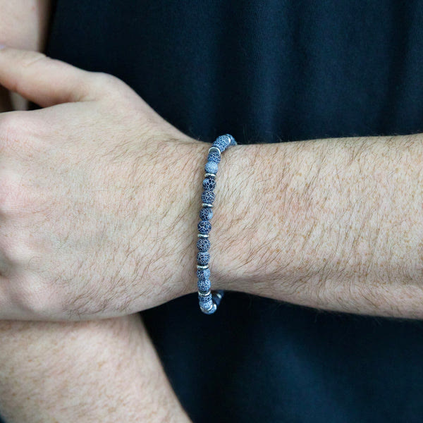 Pulsera de cuentas de ágata desgastada de Olivenorma