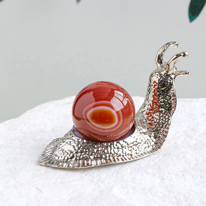 Soporte para bolas de cristal natural de Olivenorma, pequeño caracol decorativo con piedras preciosas