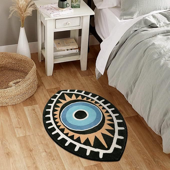 Alfombra antideslizante lavable para baño con diseño de ojo malvado negro de Olivenorma 