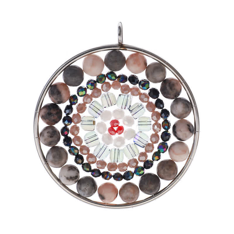 Collar con colgante de cristal redondo con flor de datura de Olivenorma