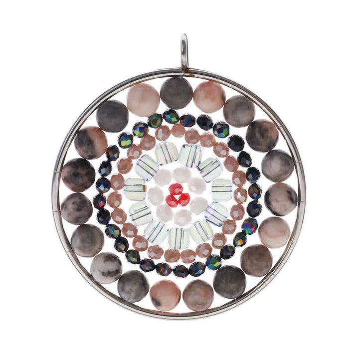 Collar con colgante de cristal redondo con flor de datura de Olivenorma
