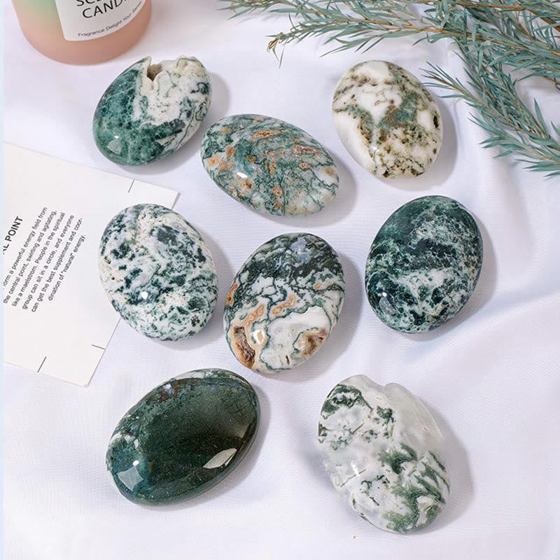Compresa caliente de ágata musgosa de Olivenorma para masajes de belleza con piedra natural