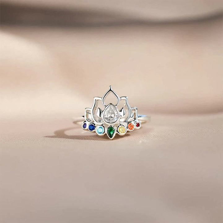 Anillo de yoga arcoíris con loto de Olivenorma y 7 chakras