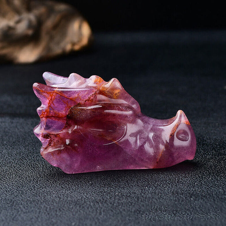 Cráneo con cabeza de dragón de 3,2 pulgadas de Olivenorma, decoración con piedras preciosas
