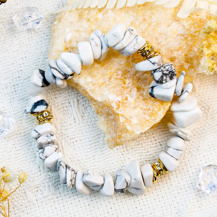 Pulsera de cuentas trituradas de cristal de piedra irregular de Olivenorma 