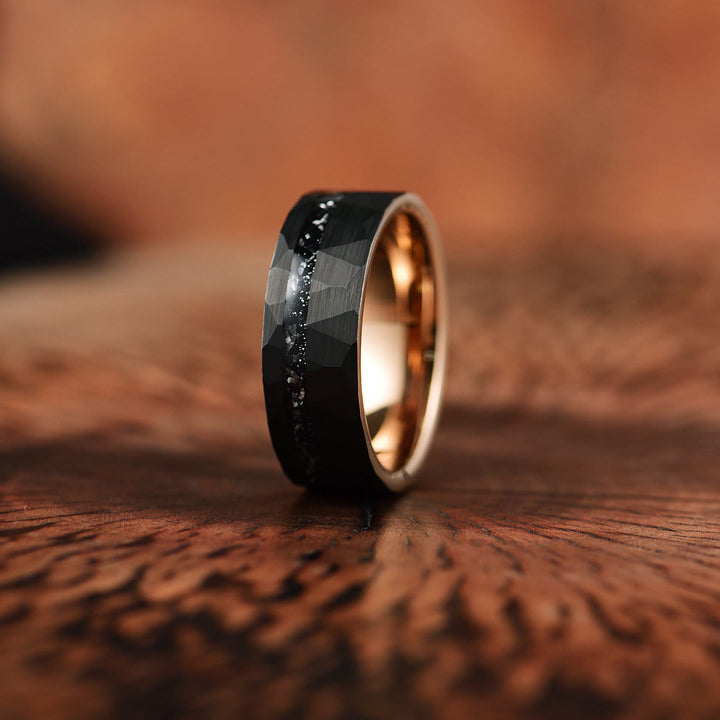 Anillo de carburo de tungsteno y turmalina negra de 8 mm de Olivenorma