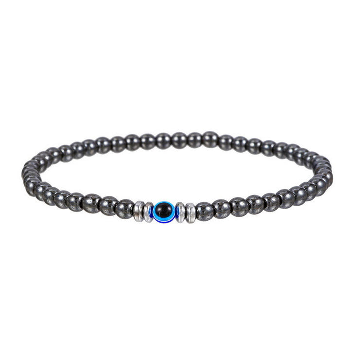Pulsera de cuentas de ojo malvado de piedra natural de 4 mm para hombre de Olivenorma 