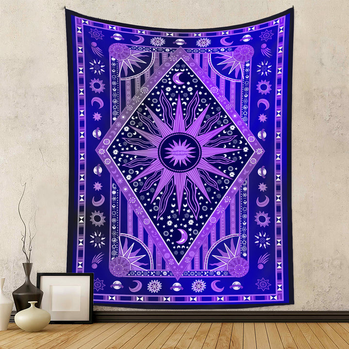 Tapiz bohemio con rayos de sol y luna de Olivenorma 