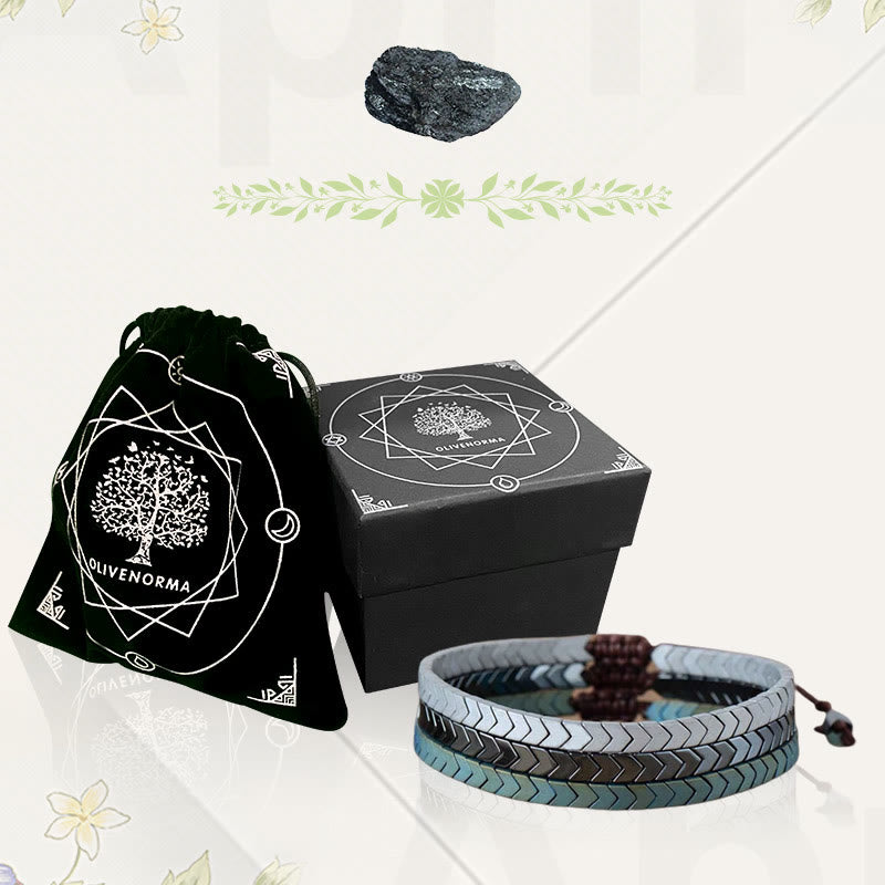 Pulsera ajustable con flechas de hematita mate de Olivenorma