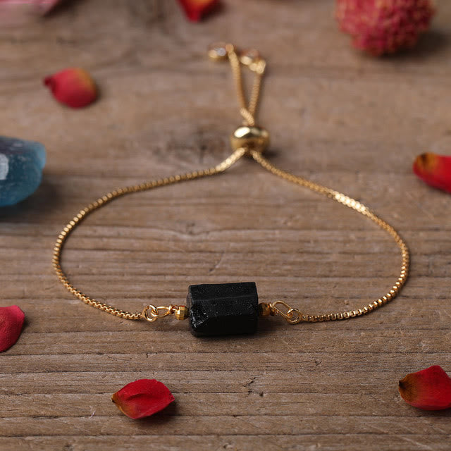 Pulsera de cadena de metal con piedras prismáticas de cristal natural de Olivenorma