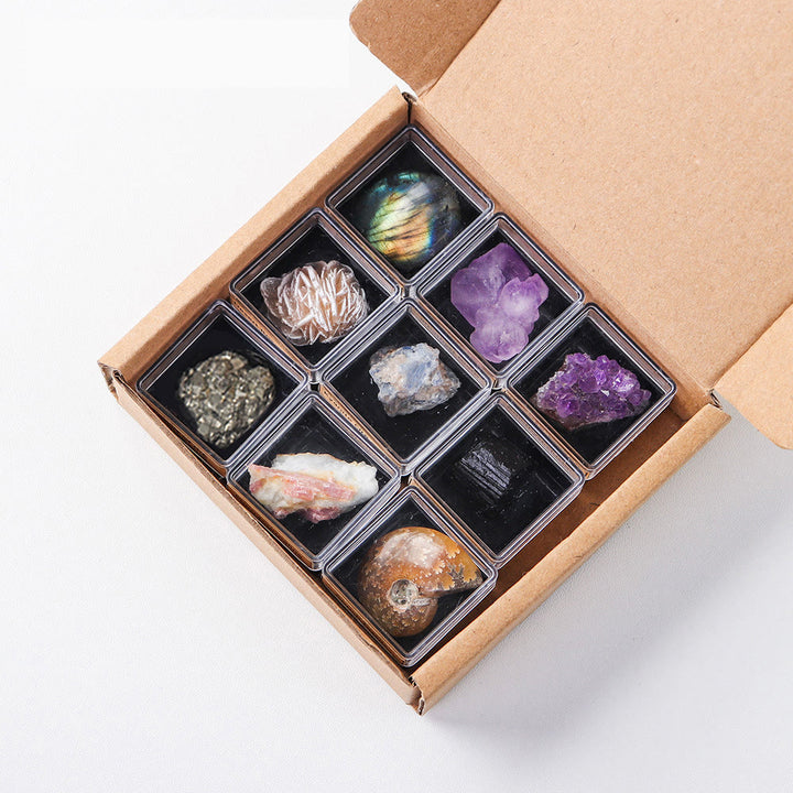 Juego de 9 cristales naturales Olivenorma en caja de regalo
