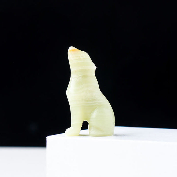 Adorno de piedra preciosa con forma de niño lobo de cristal natural de Olivenorma 