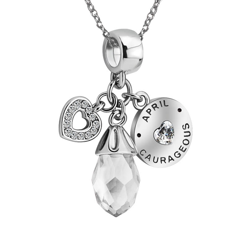 Collar con colgante de corazón de diamante y piedra natal de Olivenorma 