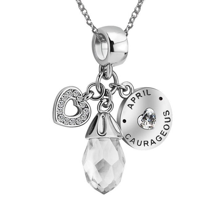 Collar con colgante de corazón de diamante y piedra natal de Olivenorma 