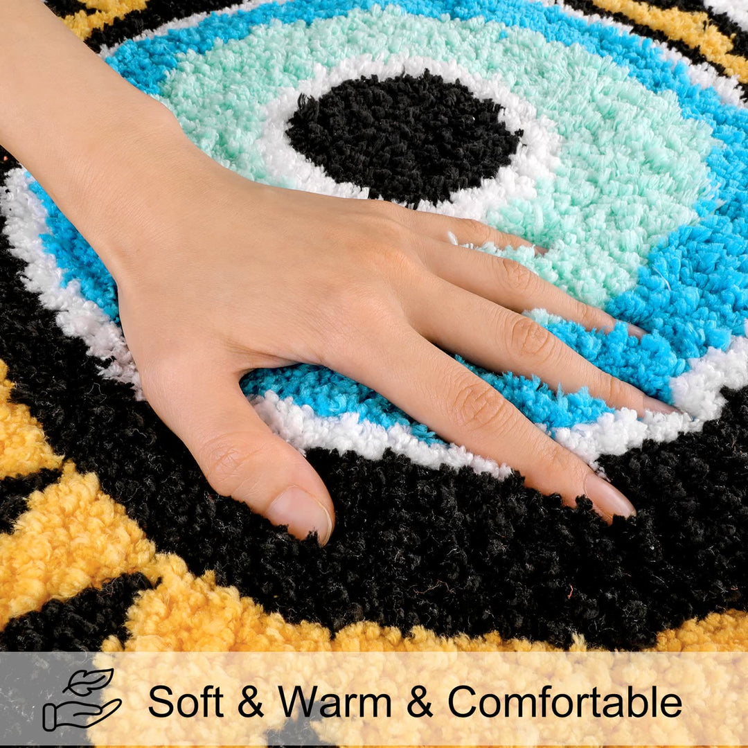 Alfombra antideslizante lavable para baño con diseño de ojo malvado negro de Olivenorma 