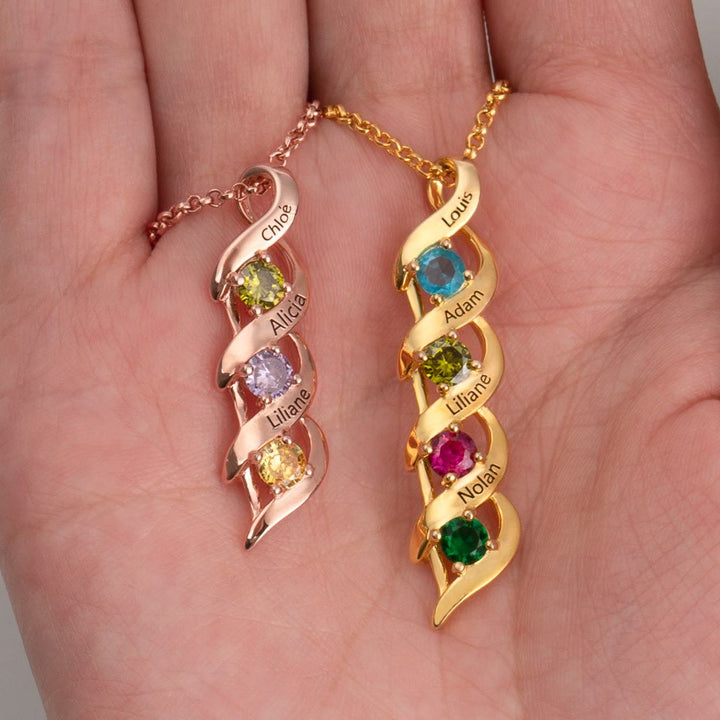Collar personalizado con grabados y piedras de nacimiento del 1 al 6