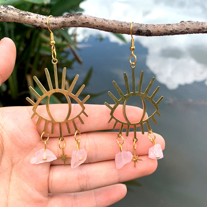 Pendientes de cristal con colgante de estrella y lágrimas de mal de ojo de Olivenorma