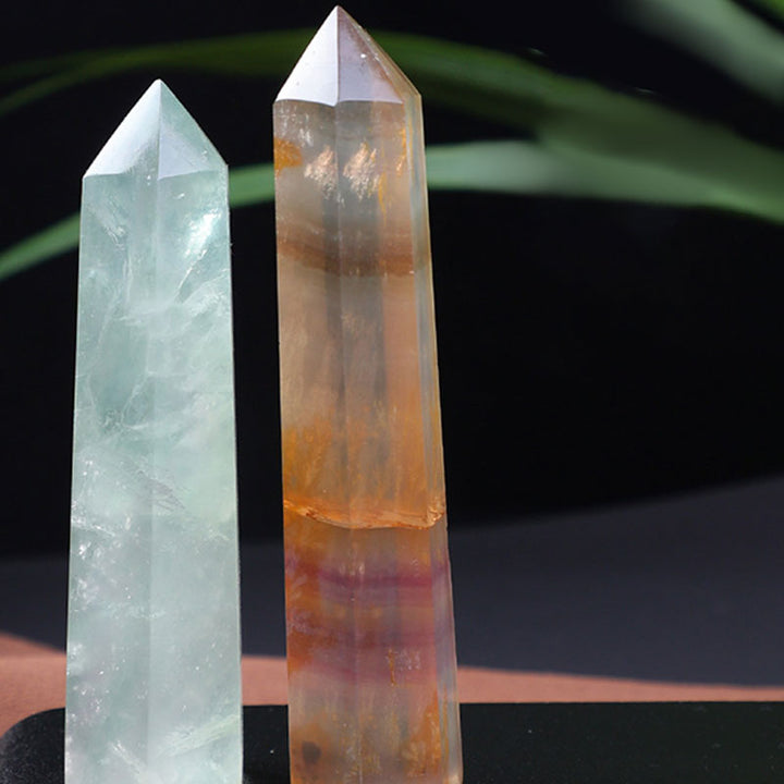 Varitas de cristal Reki de corteza natural de fluorita