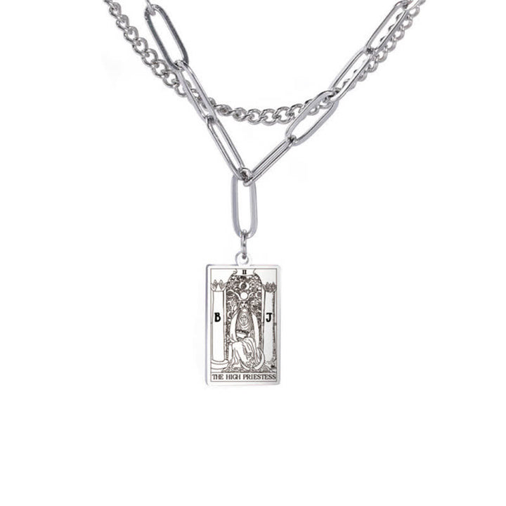 Collar de doble cadena con la carta del tarot de Olivenorma