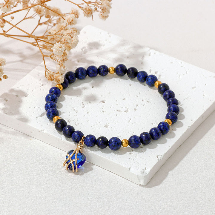 Pulsera con dije de corazón de piedra natural de Olivenorma