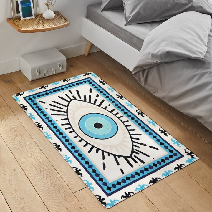 Alfombras lavables antibacterianas con diseño de ojo malvado azul de Olivenorma 