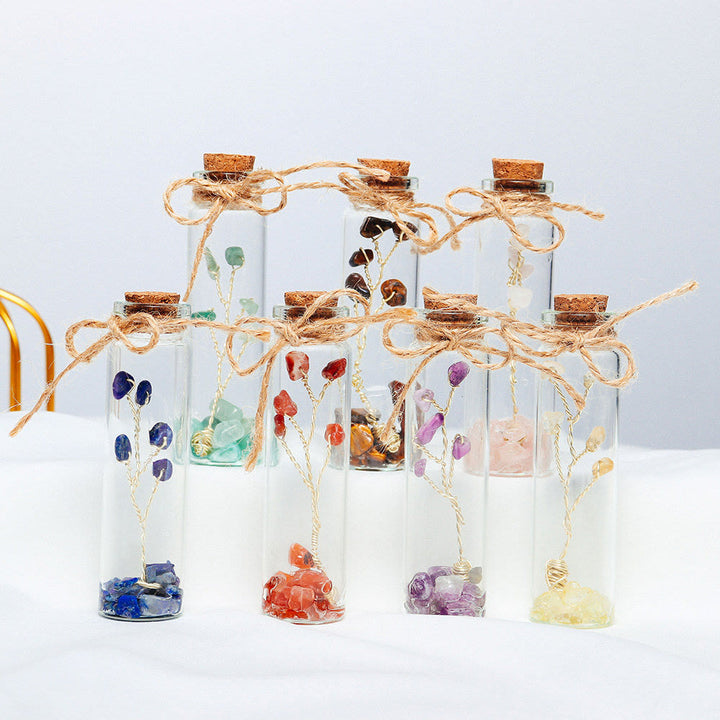 Decoración de botella de vidrio con piedra triturada de cristal de chakra Olivenorma 