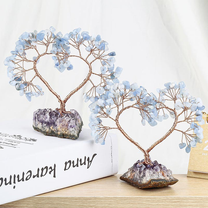Árbol del amor Feng Shui con piedra de cristal natural.