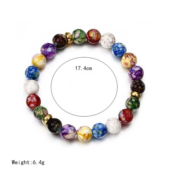 Pulsera de yoga con siete chakras y piedra de ágata colorida