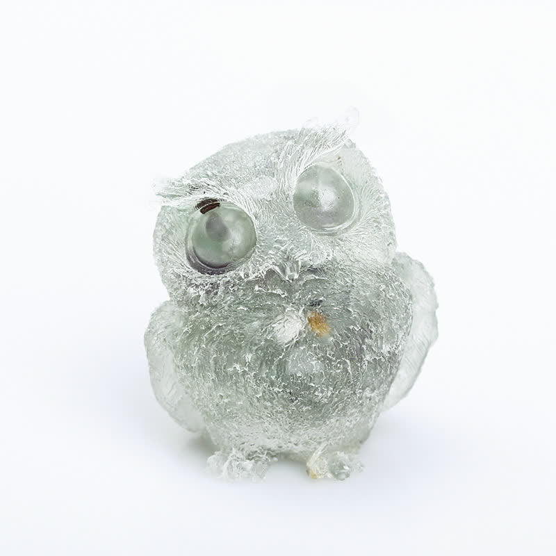 Adorno de piedra preciosa con forma de búho de resina de cristal natural de Olivenorma