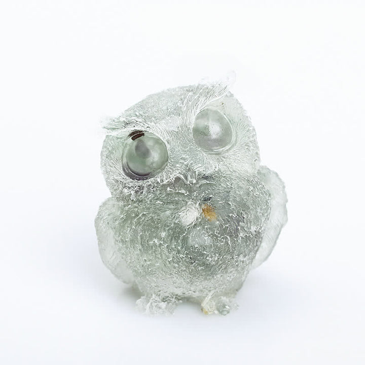 Adorno de piedra preciosa con forma de búho de resina de cristal natural de Olivenorma