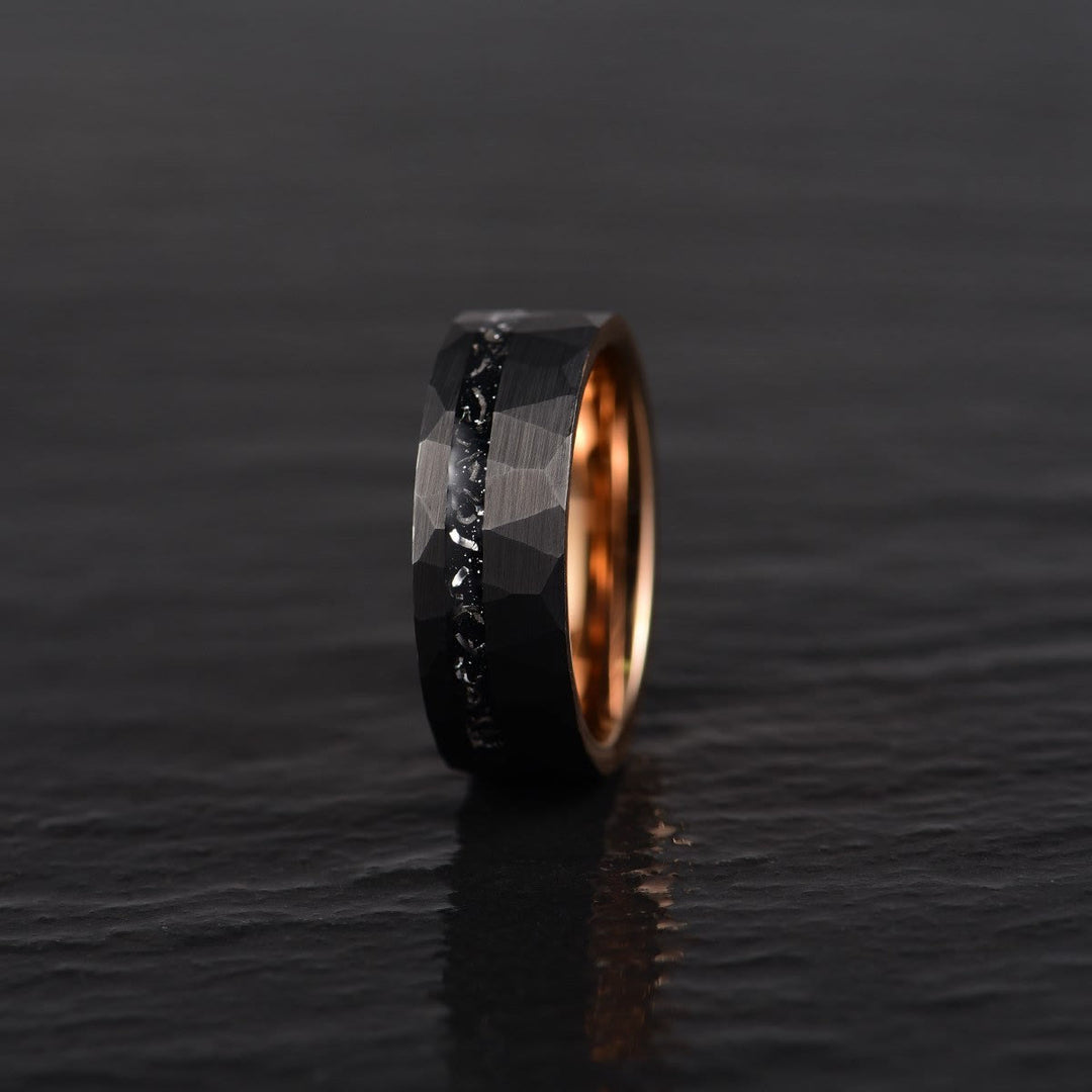 Anillo de carburo de tungsteno y turmalina negra de 8 mm de Olivenorma