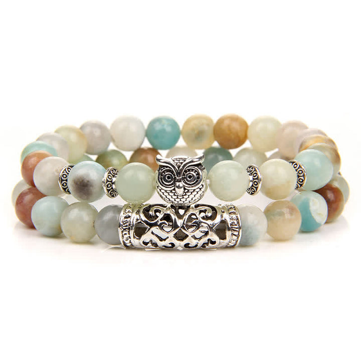 Pulsera de cuentas de cristal natural con forma de búho de Olivenorma 