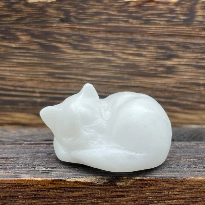 Adorno con piedras preciosas de gato de cristal natural de 4 cm de Olivenorma