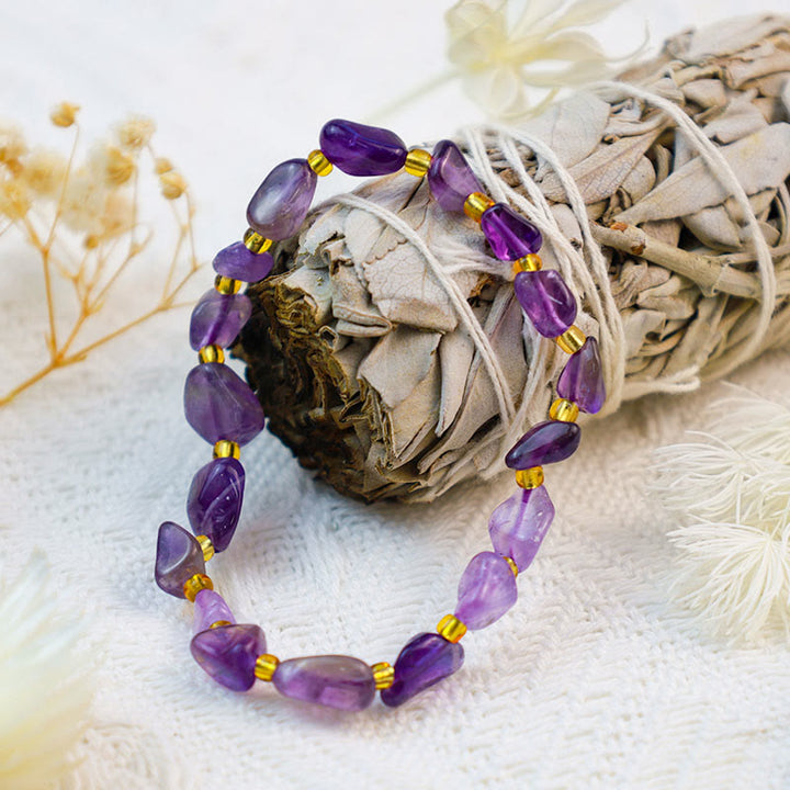 Pulsera de grava de cristal irregular hecha a mano de Olivenorma