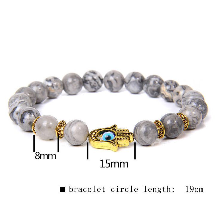 Pulsera de cuentas naturales para hombre de 8 mm con ojo malvado de Olivenorma