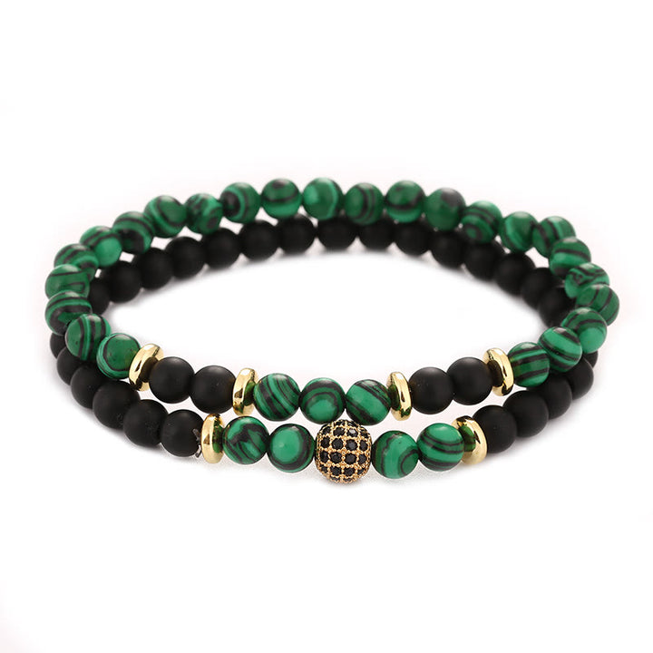 Pulsera de cuentas de cristal natural de dos capas para hombre de Olivenorma