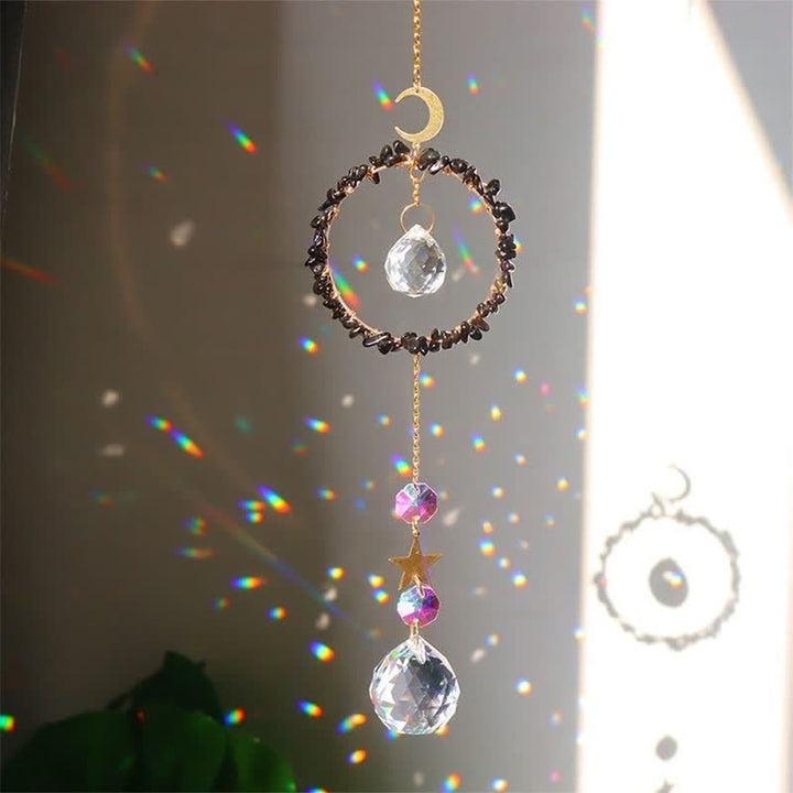 Atrapasueños con curación lunar y círculo de cristal de Olivenorma