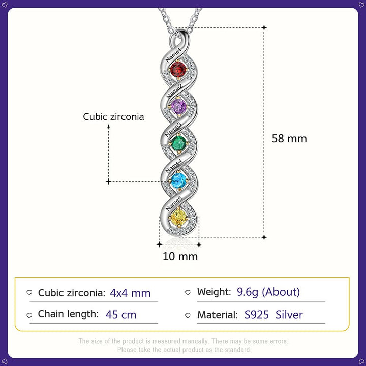 Collar con nombre grabado en piedra natal para mujer de Olivenorma