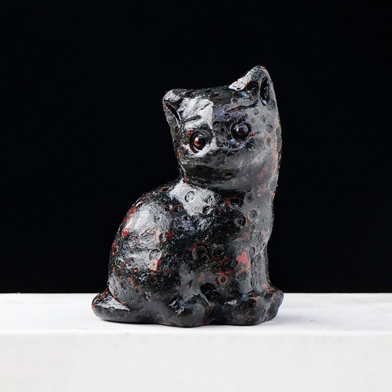 Adorno con piedra preciosa tallada en forma de gato de la suerte de cristal natural de Olivenorma