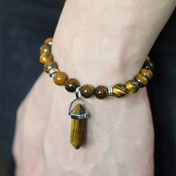 Pulsera con colgante de prisma hexagonal de cristal de 8 mm de Olivenorma