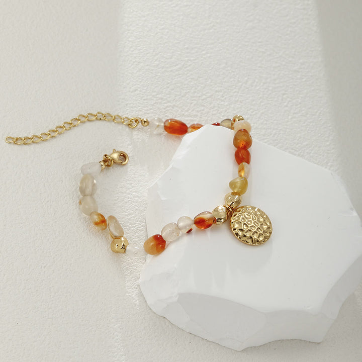 Pulsera de cobre de 18 quilates con piedra natural multicolor irregular de Olivenorma
