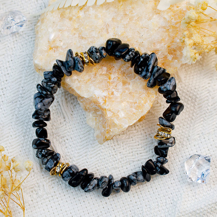 Pulsera de cuentas trituradas de cristal de piedra irregular de Olivenorma 