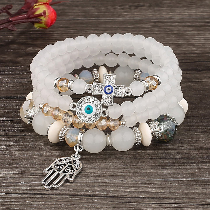 Juego de 4 pulseras de protección contra el mal de ojo Hamsa de Olivenorma 