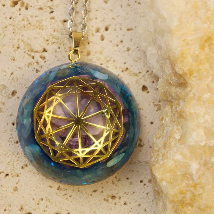 Collar de protección de cuarzo azul con amatista de Olivenorma 