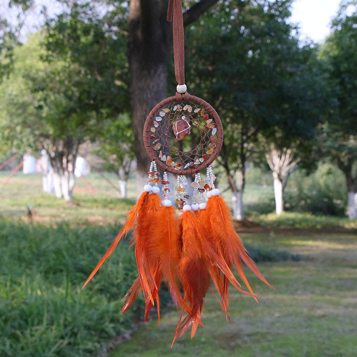 Colgante de ágata de cristal natural de Olivenorma, atrapasueños redondo 